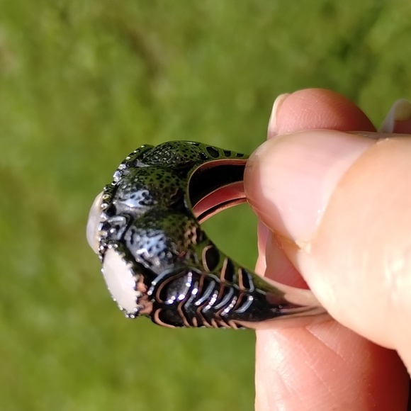 DISCONTINUED Evil Pawn Jewelry Rose Quartz FLOWER OF LIFE Ring Gothic . - Picture 5 of 5